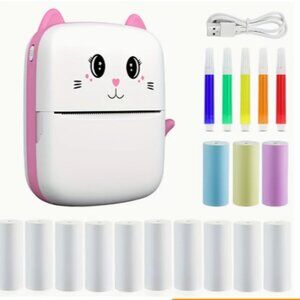 Pink Cat Face Portable Wireless Printer